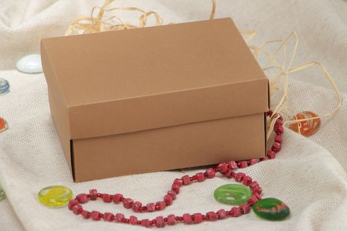 Handmade simple tall capacious carton gift box of brown color with lid  - MADEheart.com