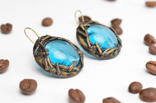 Handmade earrings made of polymer clay stylish jewelry interesting accessories - MADEheart.com