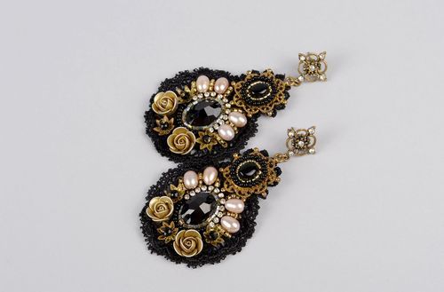 Handmade evening earrings polymer clay earrings with charms plastic earrings - MADEheart.com