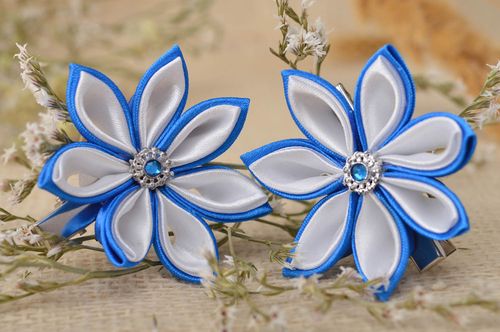 Handmade accessories jewelry set flower hair clips kanzashi flowers kids gifts - MADEheart.com