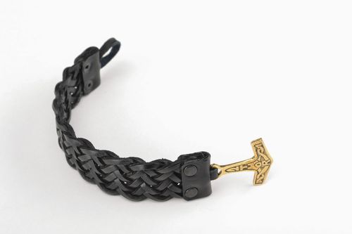 Braided leather bracelet Thors Hammer - MADEheart.com