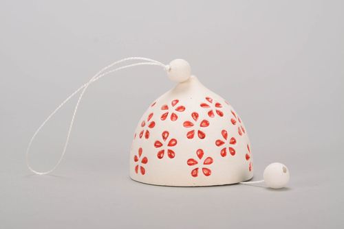 Molded bell made of white clay with embossing - MADEheart.com