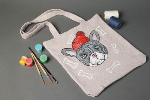 Handmade cotton purse painted eco bag stylish summer handbag for girls - MADEheart.com