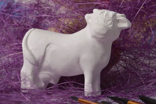 Figurine en platre a peindre faite main Objet à décorer vache Loisirs créatifs - MADEheart.com