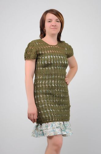 Crocheted tunic of olive color - MADEheart.com