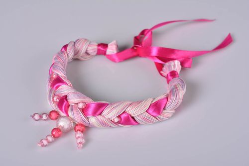 Collana tessile con perline fatta a mano originale di moda bigiotteria da donna - MADEheart.com