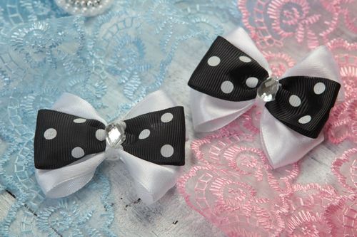 Barrettes cheveux fait main Pinces cheveux noir blanc Accessoires coiffure - MADEheart.com