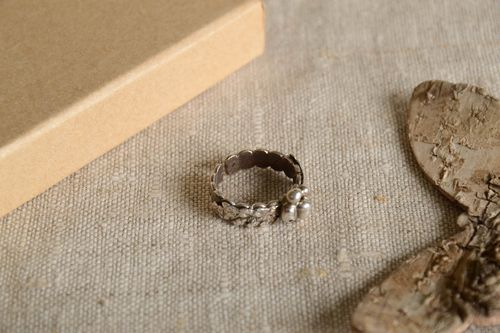 Серебряное кольцо хэнд мэйд женское кольцо серебряное украшение с цветком - MADEheart.com