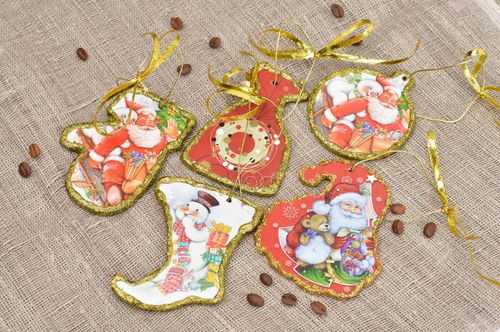 Décoration du sapin de Noël fait main set de 5 pièces Décoration Nouvel An - MADEheart.com