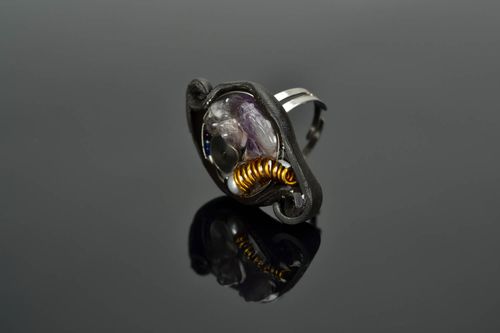 Polymer clay ring with amethyst Magic Seal Ring - MADEheart.com