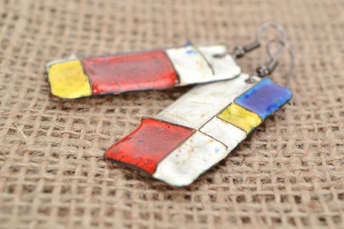 Boucles doreilles rectangulaires en cuivre faites main - MADEheart.com