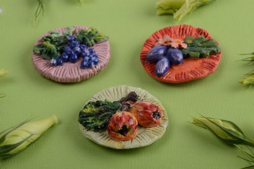 Set aimants frigo céramiques ronds décoratifs faits main 3 pièces cadeau - MADEheart.com