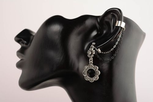 Steel cuff earrings Scythian Flowers - MADEheart.com