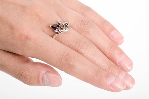 Cute handmade silver ring stylish fine silver ring gemstone ring designs - MADEheart.com