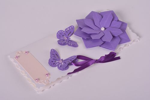 Carte de voeux fleur papillons faite main design scrapbooking Petit cadeau - MADEheart.com