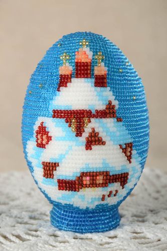Handmade home interior decoration seed beaded Easter egg present for holidays - MADEheart.com