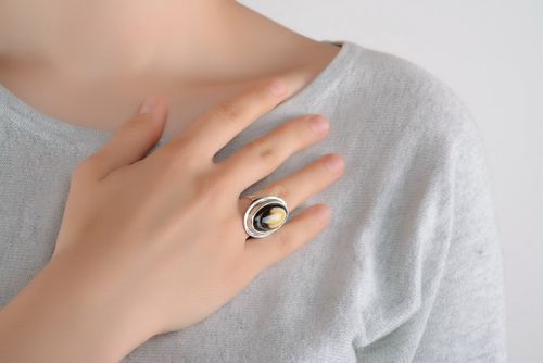 Anel de chifre e metal - MADEheart.com