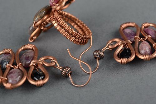 Ring & earrings with tourmaline - MADEheart.com