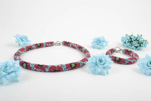 Schmuck Set handgefertigt Armband Damen Collier Halskette Glasperlen Schmuck - MADEheart.com