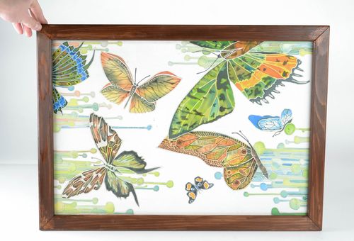Handmade batik painting on fabric Butterflies - MADEheart.com