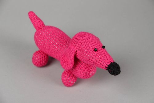 Pink dachshund toy - MADEheart.com