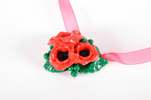 Pendant made of polymer clay Poppies - MADEheart.com