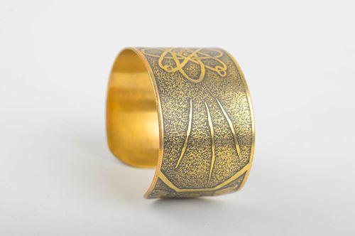 Handmade wide designer bracelet brass stylish bracelet unusual jewelry - MADEheart.com