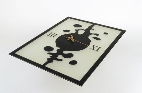 Handmade wall glass clock stylish interior decor unusual designer clock - MADEheart.com