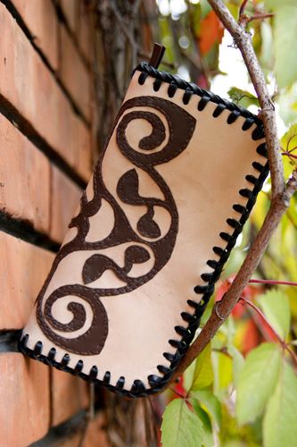 Accessoire für Frauen handmade Geldbörse aus Leder Portemonnaie Damen schön - MADEheart.com