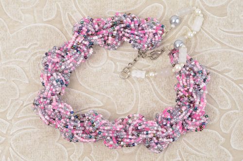 Handmade designer beaded necklace unusual festive necklace unusual accessory - MADEheart.com