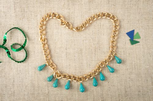 Unusual handmade necklace stylish designer accessory turquoise jewelry  - MADEheart.com
