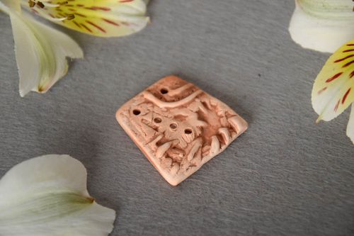Handmade flat ceramic jewelry component for charm or pendant necklace making - MADEheart.com