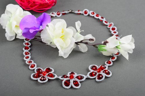 Tatting necklace handmade openwork necklace designer accessories fashion jewelry - MADEheart.com