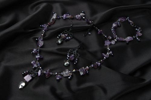 Set fatto a mano di orecchini collana e bracciale kit di accessori di ambra - MADEheart.com