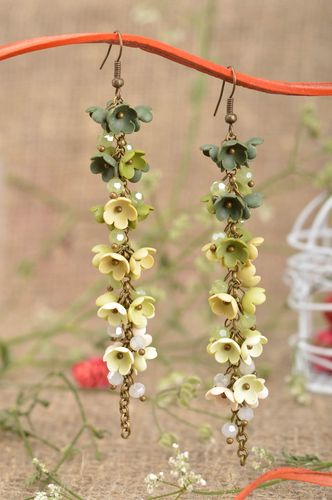 Beautiful handmade plastic flower earrings stylish long earrings gifts for her - MADEheart.com