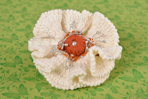 Handmade hair barrette crocheted hair clip flower hair accessory for women - MADEheart.com