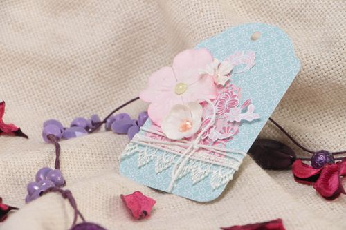 Handmade beautiful gift designer tag made using scrapbooking with orchid - MADEheart.com