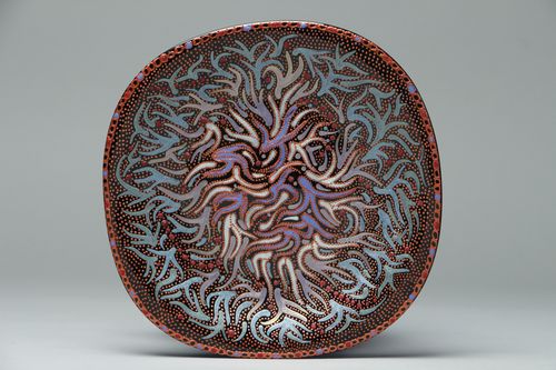 Стеклянная тарелка с витражной росписью орнамент - MADEheart.com