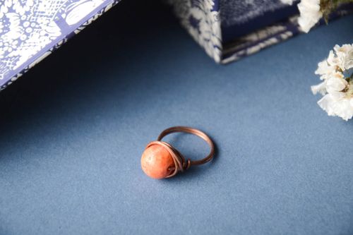 Handmade Kupfer Ring Damen Modeschmuck Accessoire für Frauen Wire Wrap Technik - MADEheart.com