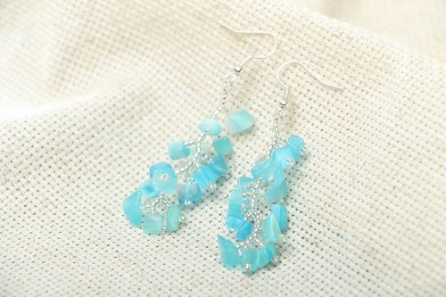 Brincos compridos com pedra olho do gato  - MADEheart.com