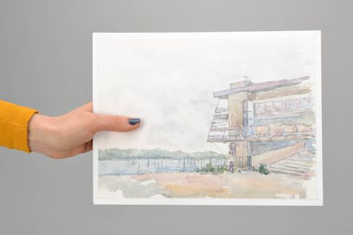 Watercolor cityscape - MADEheart.com