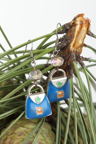 Pendientes originales hechos a mano de metal bisutería fina regalo para mujer - MADEheart.com