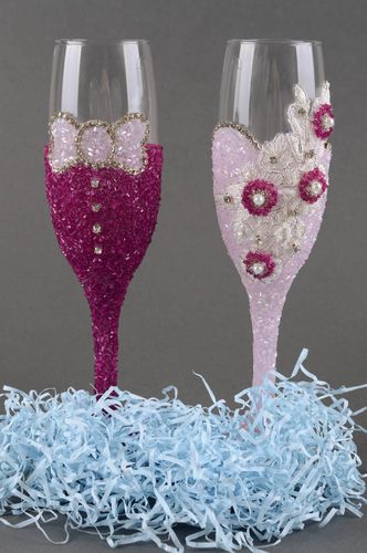 Wine glasses decorative wine glasses champagne flutes handmade wedding decor - MADEheart.com