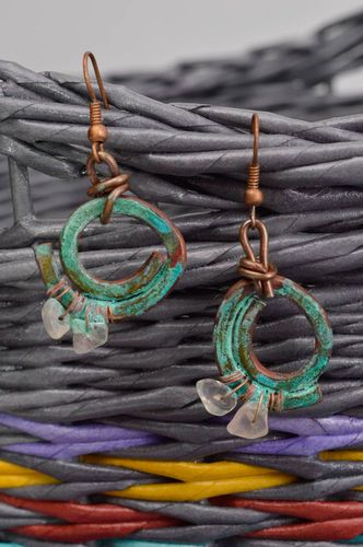 Handmade earrings unusual accessories designer jewelry copper earrings - MADEheart.com