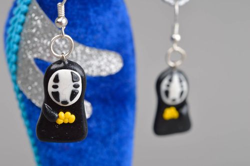 Polymer clay earrings handmade long earrings with charms Halloween earrings - MADEheart.com
