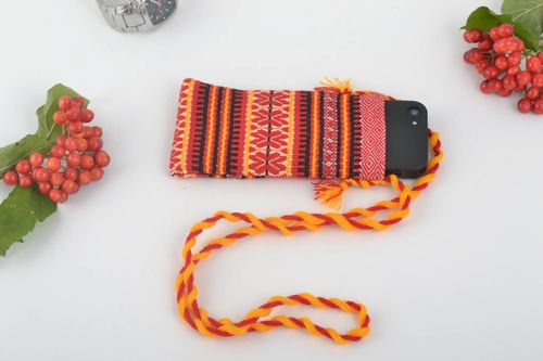 Bright handmade fabric phone case unusual textile gadget case gifts for her - MADEheart.com