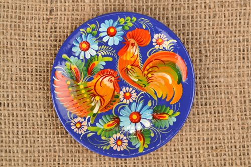 Plato de madera original con pintura de Petrykivka hecho a mano diseño de cocina - MADEheart.com