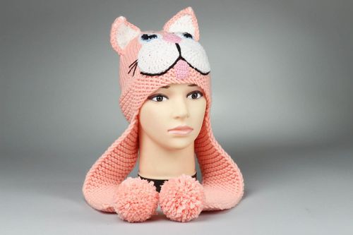 Шапка вязанная Розовый кот - MADEheart.com