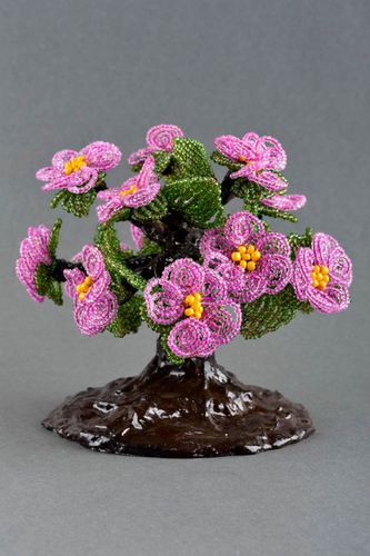 Unique decorative seed beaded tree figurine handmade interior decoration present - MADEheart.com