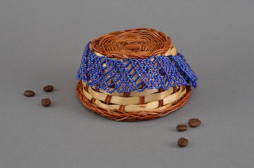 Beaded necklace handmade designer blue accessory beaded woven jewelry - MADEheart.com